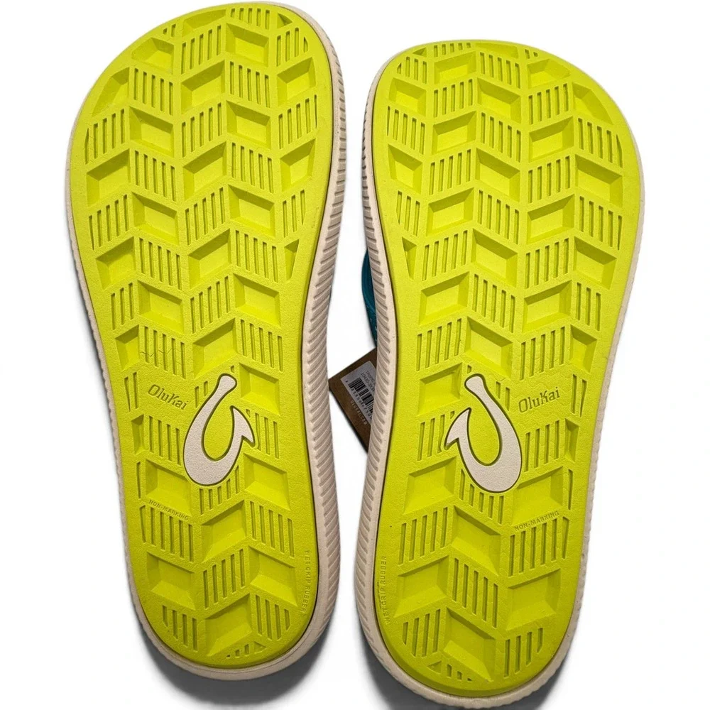 OluKai Ulele Flip Flop Sandals Mens 9 Tropic Blue 10435-3X3X Water Resistant NEW